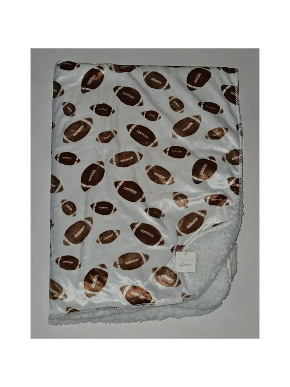 NWOT Football Baby Blanket Soft Fleece Sherpa 30x40 RN 119741 SL Home Fashions